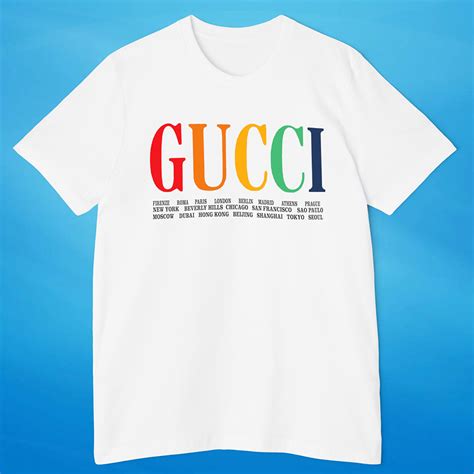 gucci rainbow cities t shirt|Gucci polo shirt cheap.